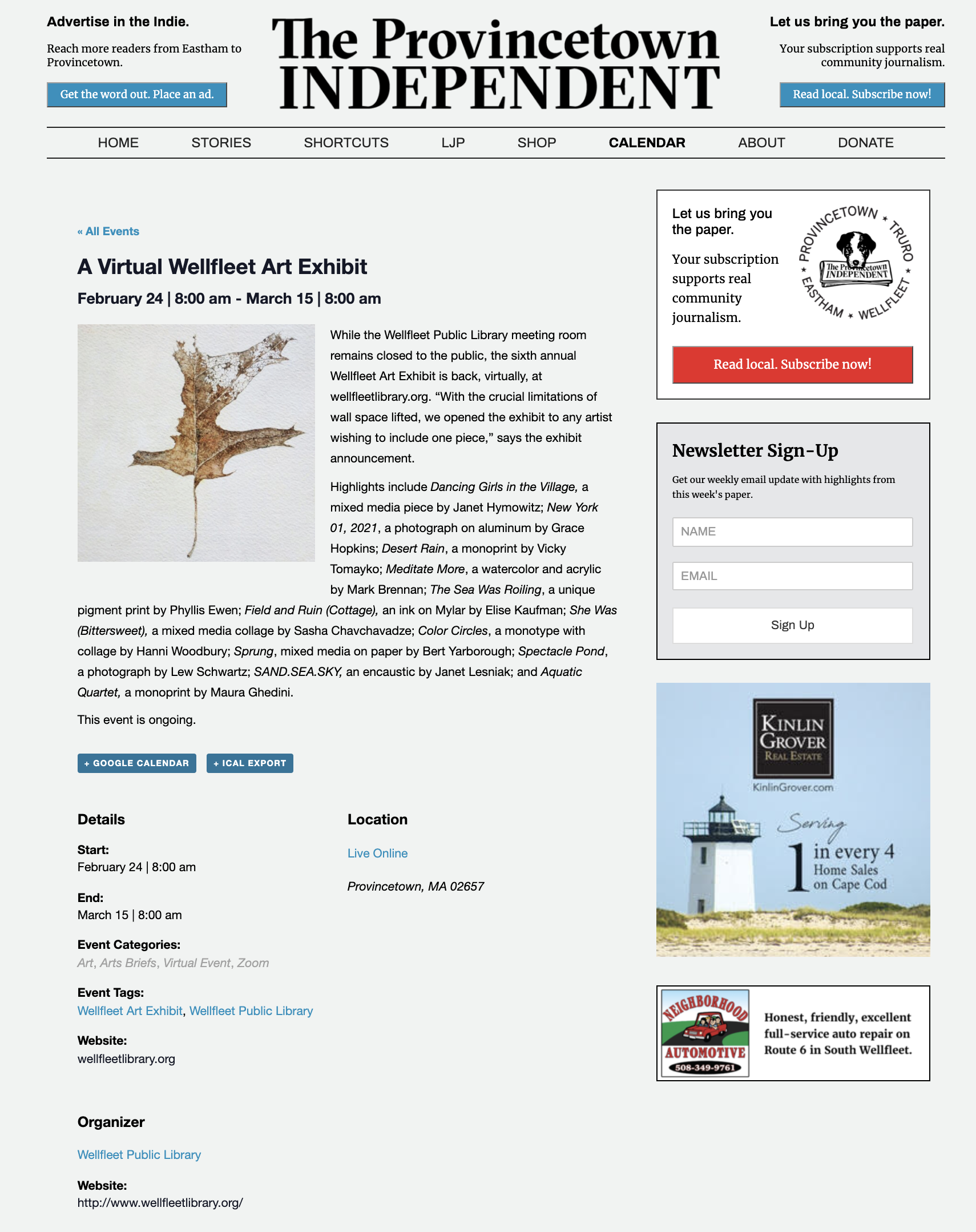 A Virtual Wellfleet Art Exhibit