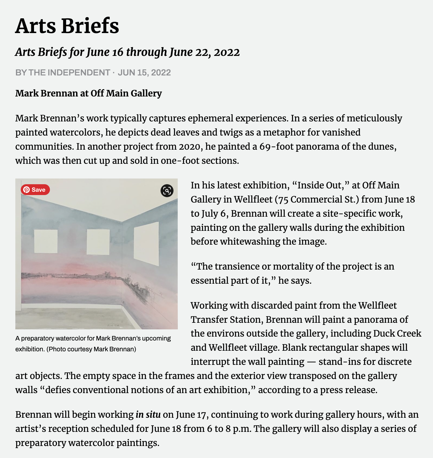 Mark Brennan at Off Main Gallery